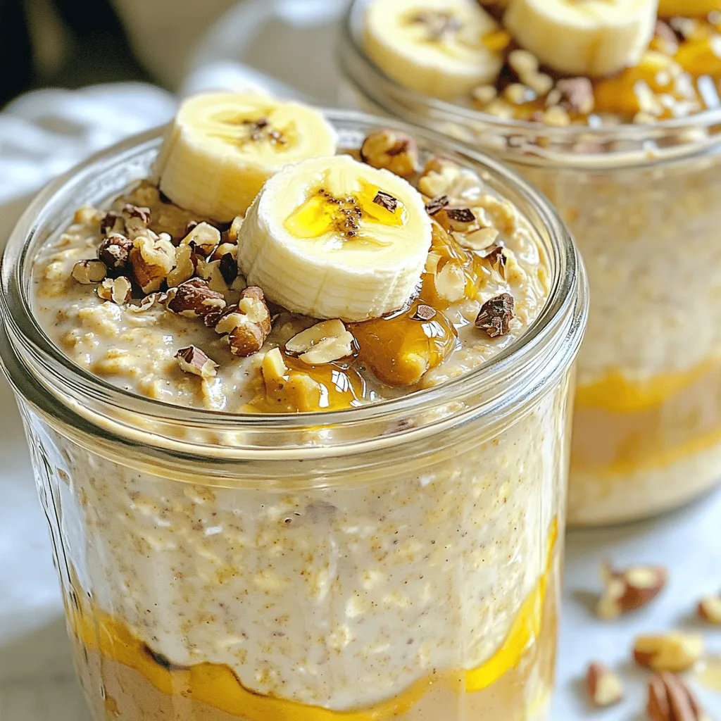 Erdnussbutter Bananen Übernacht-Haferflocken Rezept