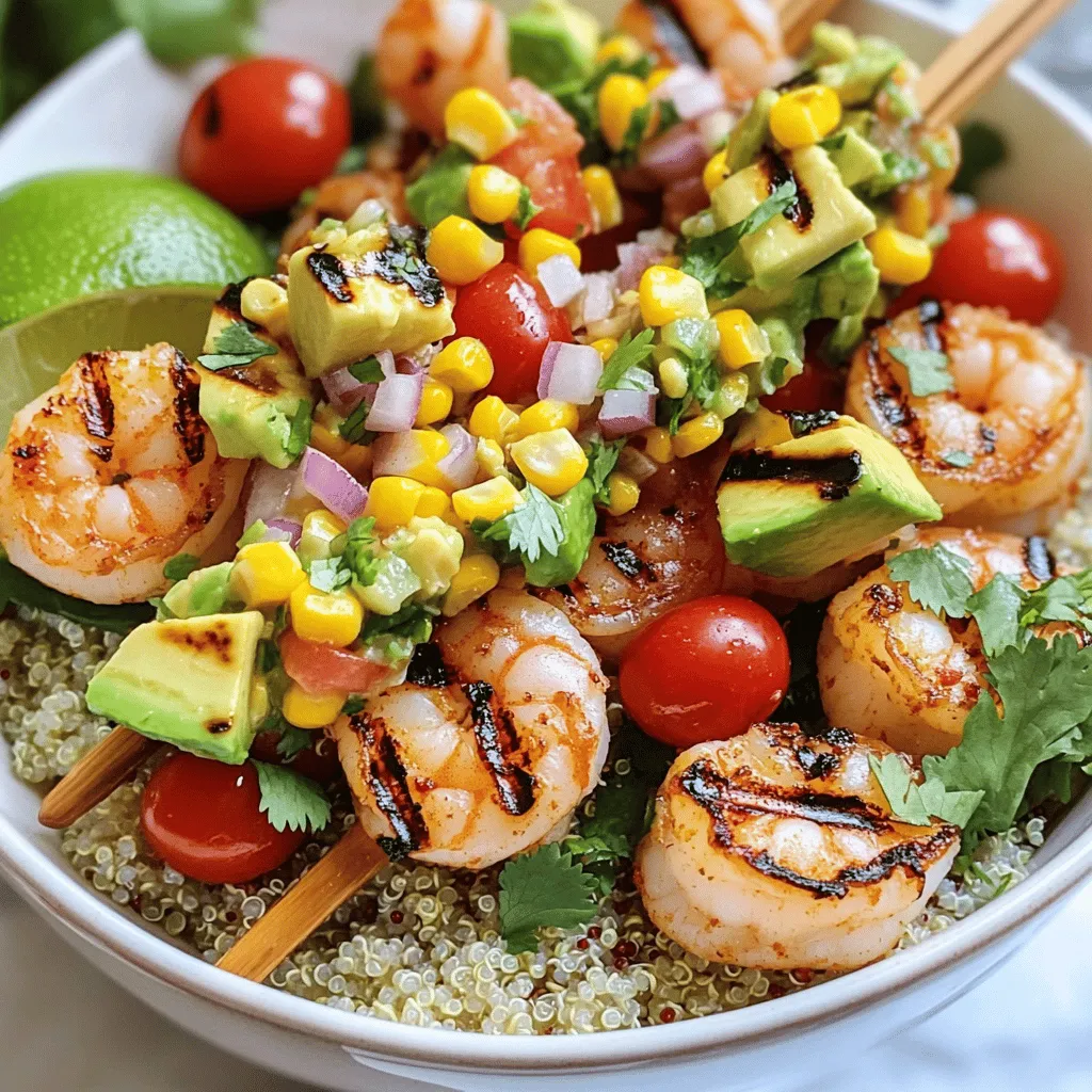 Grilled Shrimp Bowl mit Avocado und Mais Salsa