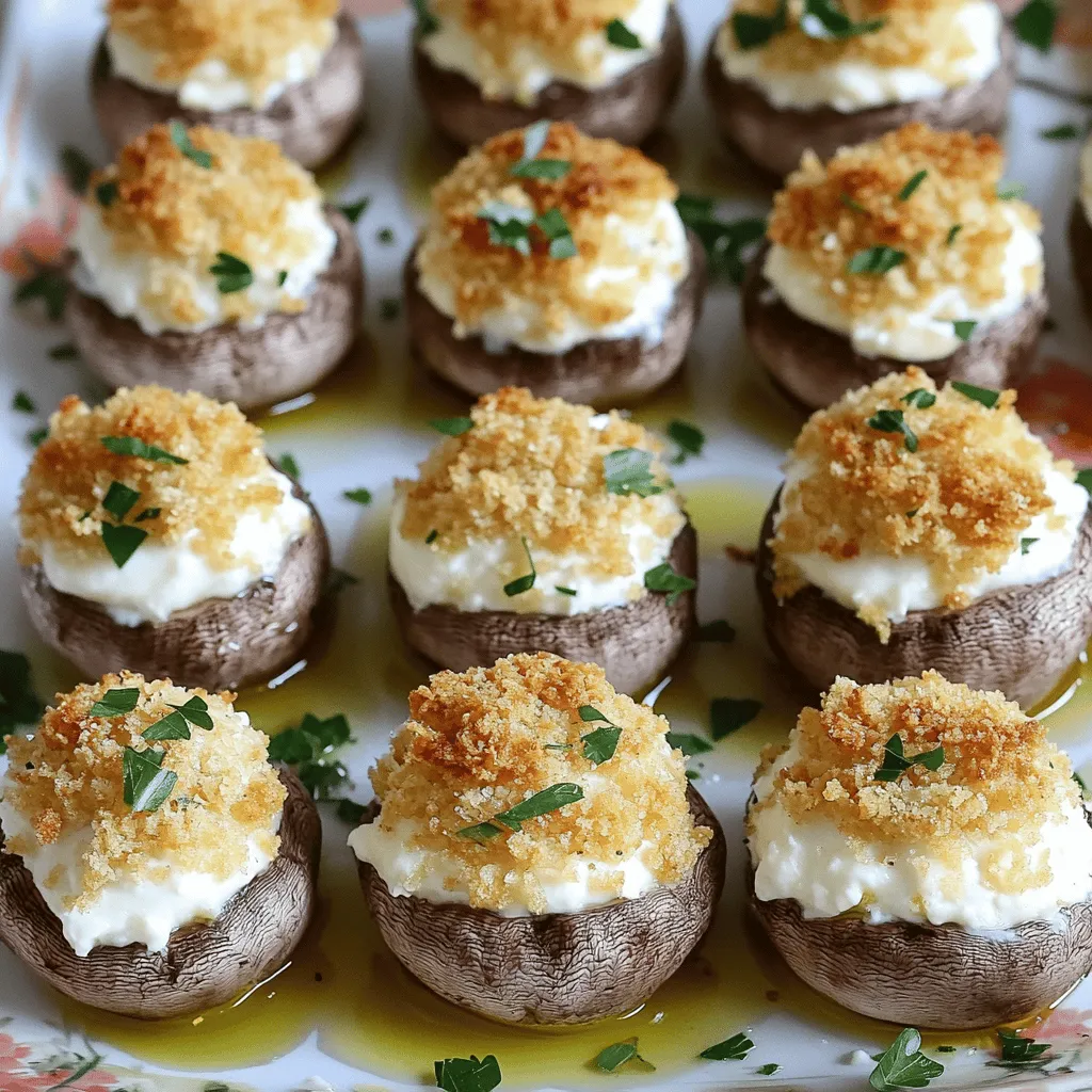 - 12 große Champignons - 150 g Frischkäse - 100 g geriebener Mozzarella-Käse - 50 g frisch geriebener Parmesan