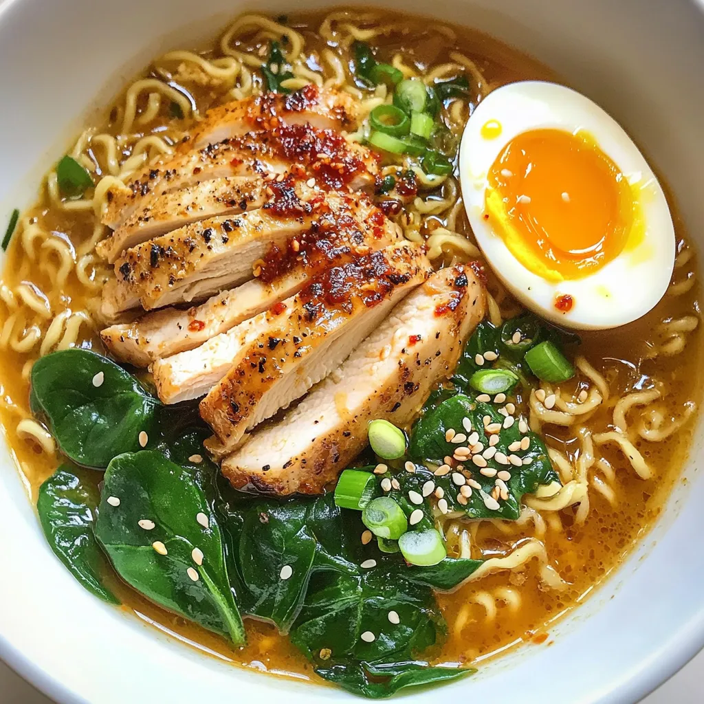 Feuriges Hähnchen Ramen mit Knoblauchsauce