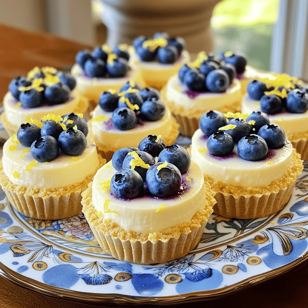 Mini Lemon Blueberry Cheesecakes Frisch und Lecker