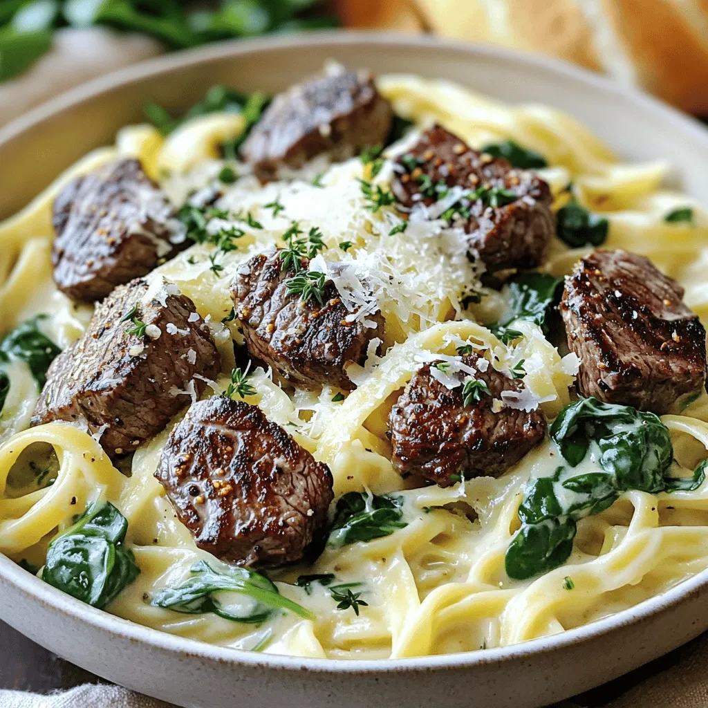 Knoblauchbutter-Rinderbisse mit cremiger Pasta genießen