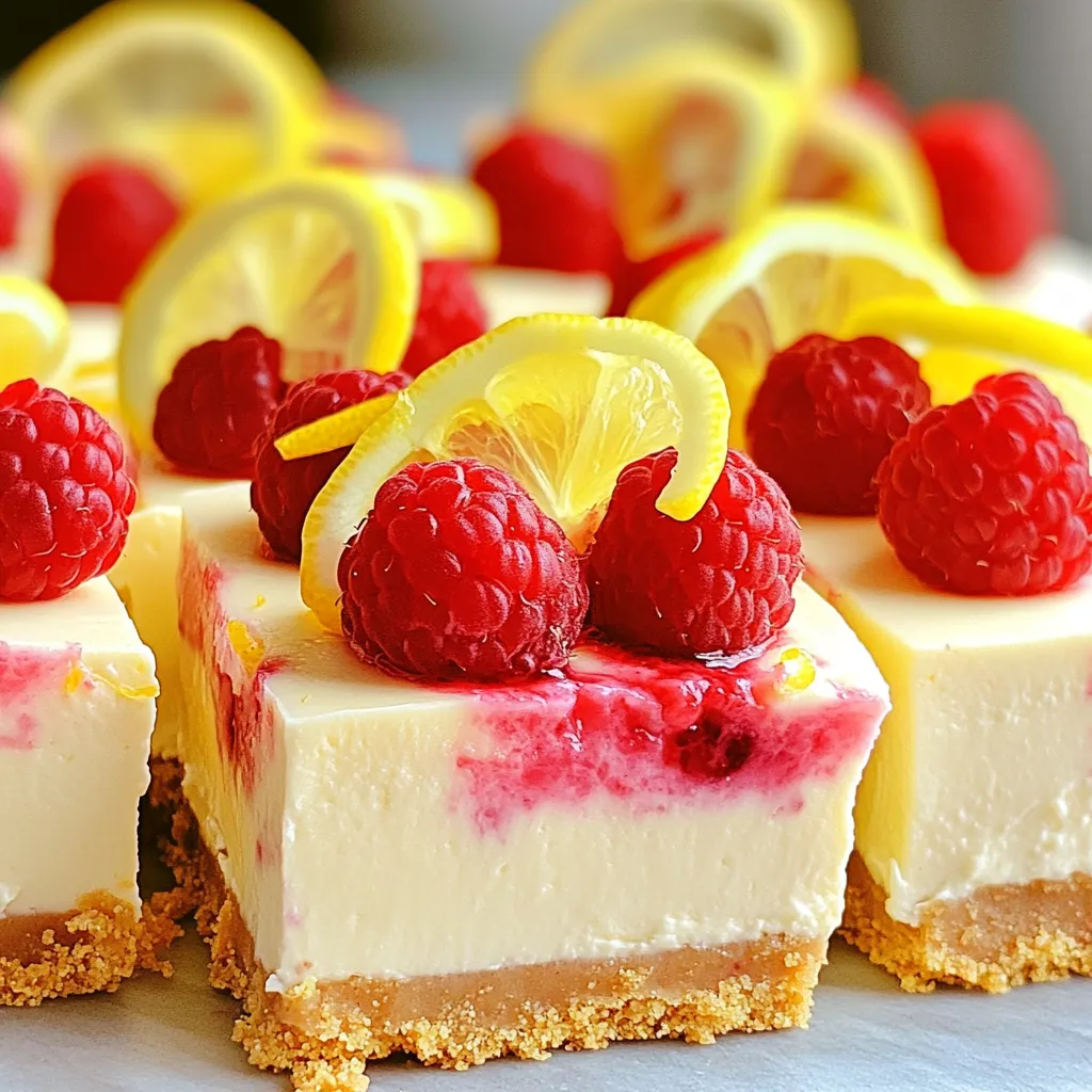 No Bake Lemon Raspberry Cheesecake Bars Rezept