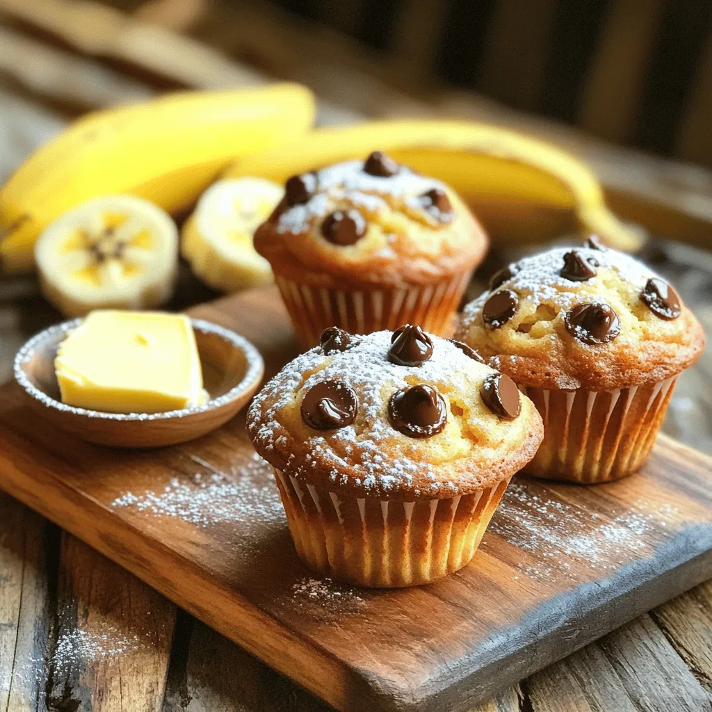 Schokoladenstückchen Bananenmuffins saftig und lecker