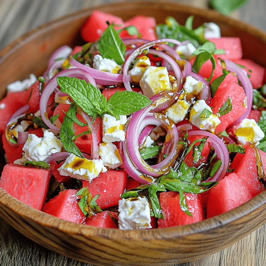 Frischer Sommer Wassermelonen Feta Salat Genuss