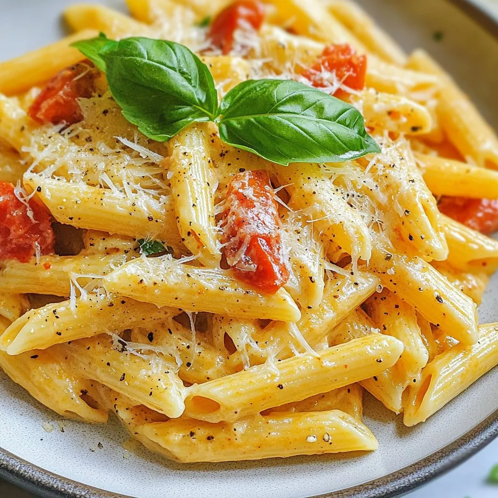 Cremige Rote Paprika Pasta Einfaches und Schnelles Rezept
