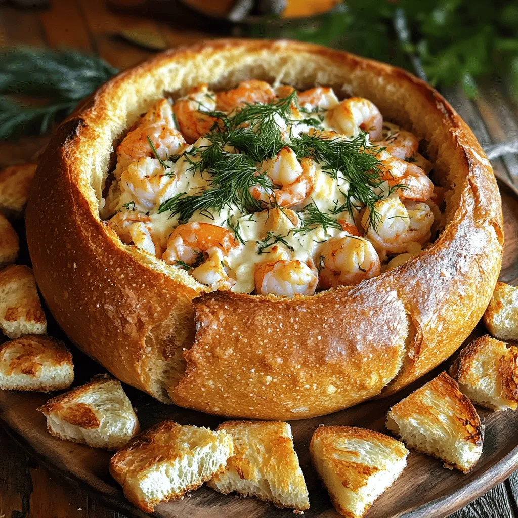 Gefüllter Meeresfrüchte-Brot-Bowl Köstliche Rezeptidee