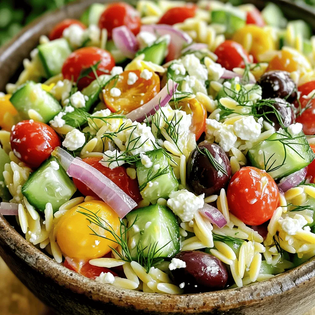 Griechischer Orzo-Salat frisches und buntes Rezept