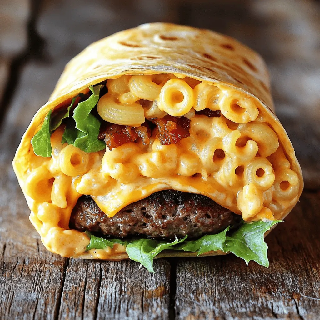 Um einen Bacon Mac’n’cheese Burger Wrap zu machen, brauchst du einige einfache Zutaten. Hier ist, was du brauchst:
