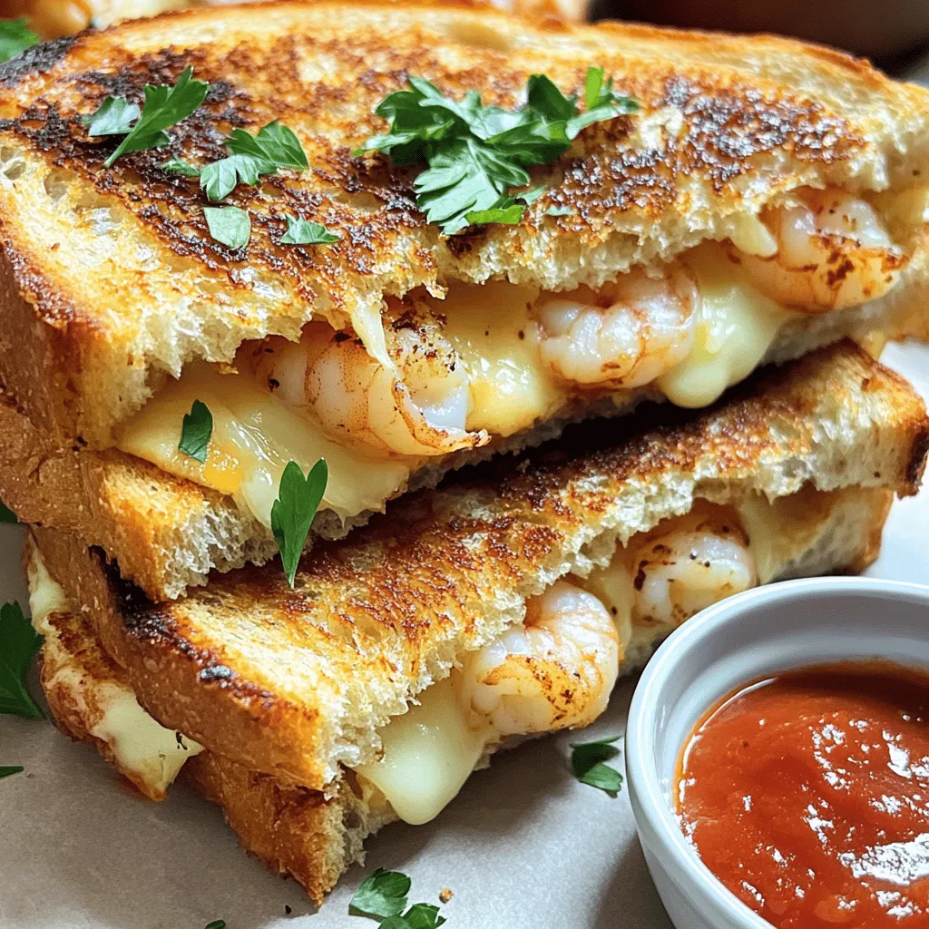 - 8 Scheiben dicker Sauerteigbrot - 200g gekochte Garnelen, geschält und entdarmt - 150g Frischkäse, weich