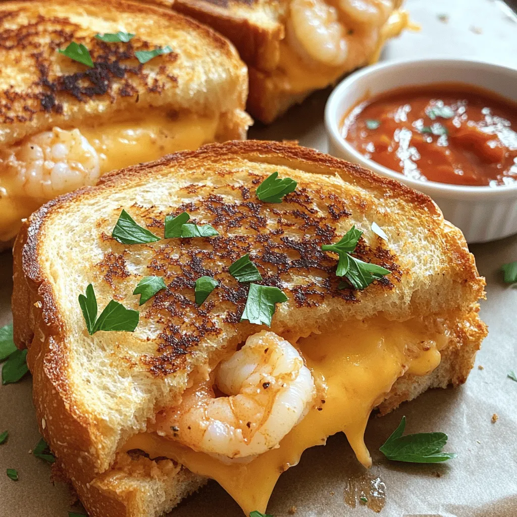 Cheesy Garlic Bread Shrimp Grilled Cheese Genuss