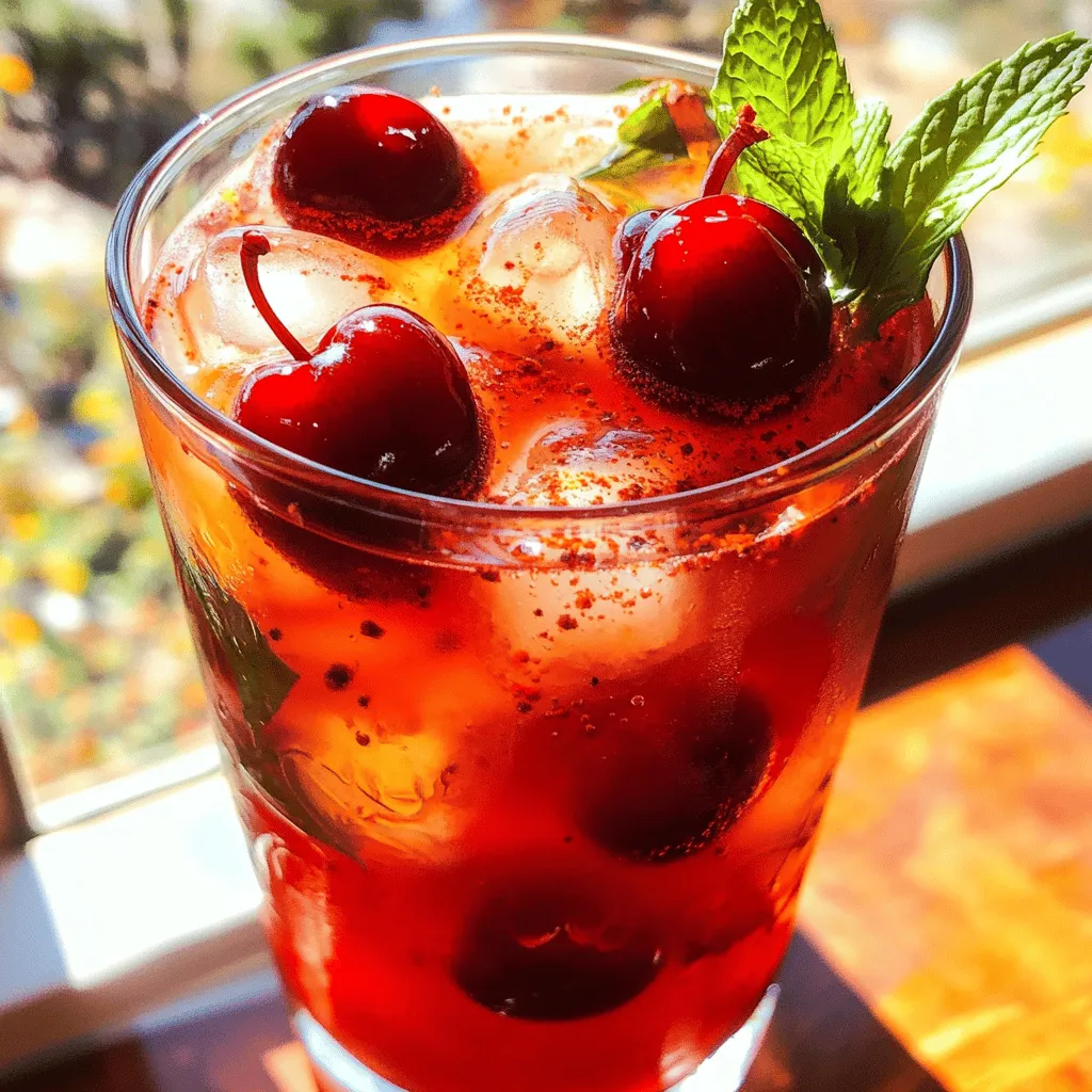 Für den Sweet & Spicy Cherry Ginger Iced Tea brauchen wir frische Kirschen und Ingwer. Diese Komponenten geben dem Tee einen tollen Geschmack. Ich empfehle, frische Kirschen zu verwenden, da sie süß und saftig sind. Der Ingwer gibt dem Getränk eine angenehme Schärfe.