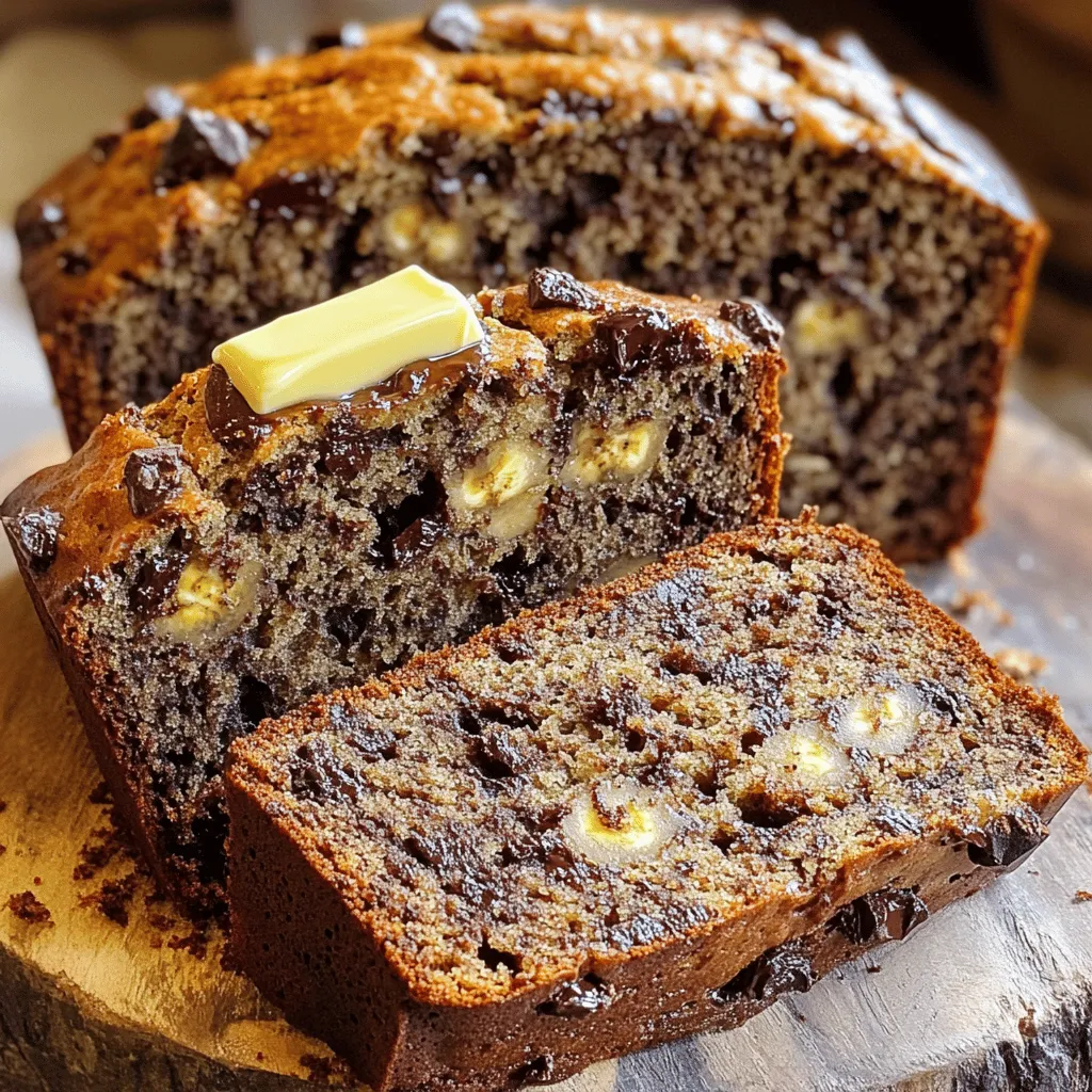 Die Hauptzutaten für Schokoladen-Espresso-Bananenbrot sind einfach und lecker. Du brauchst reife Bananen, Kakaopulver, Espresso, Kokosnussfett oder Butter, braunen Zucker, Eier, Vanilleextrakt, Natron, Salz, Mehl und Schokoladenstückchen.