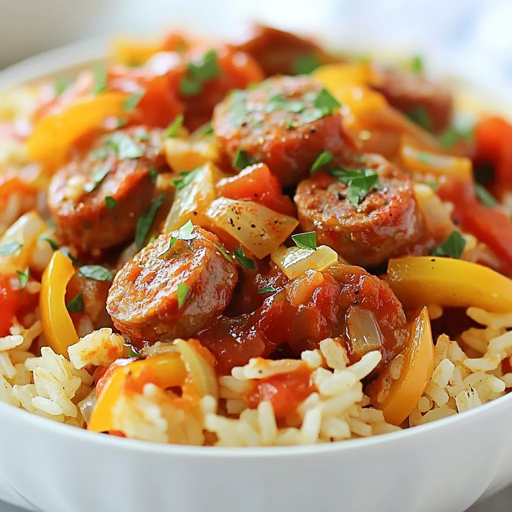 Einfache One Pot Wurst und Reis köstliche Mahlzeit