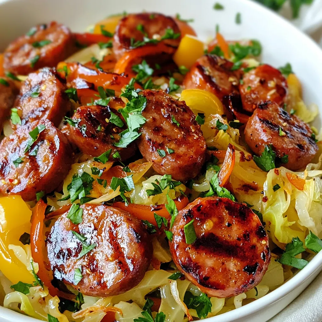 Einfache Wurst-Kohl-Pfanne Schnell und Lecker Gericht