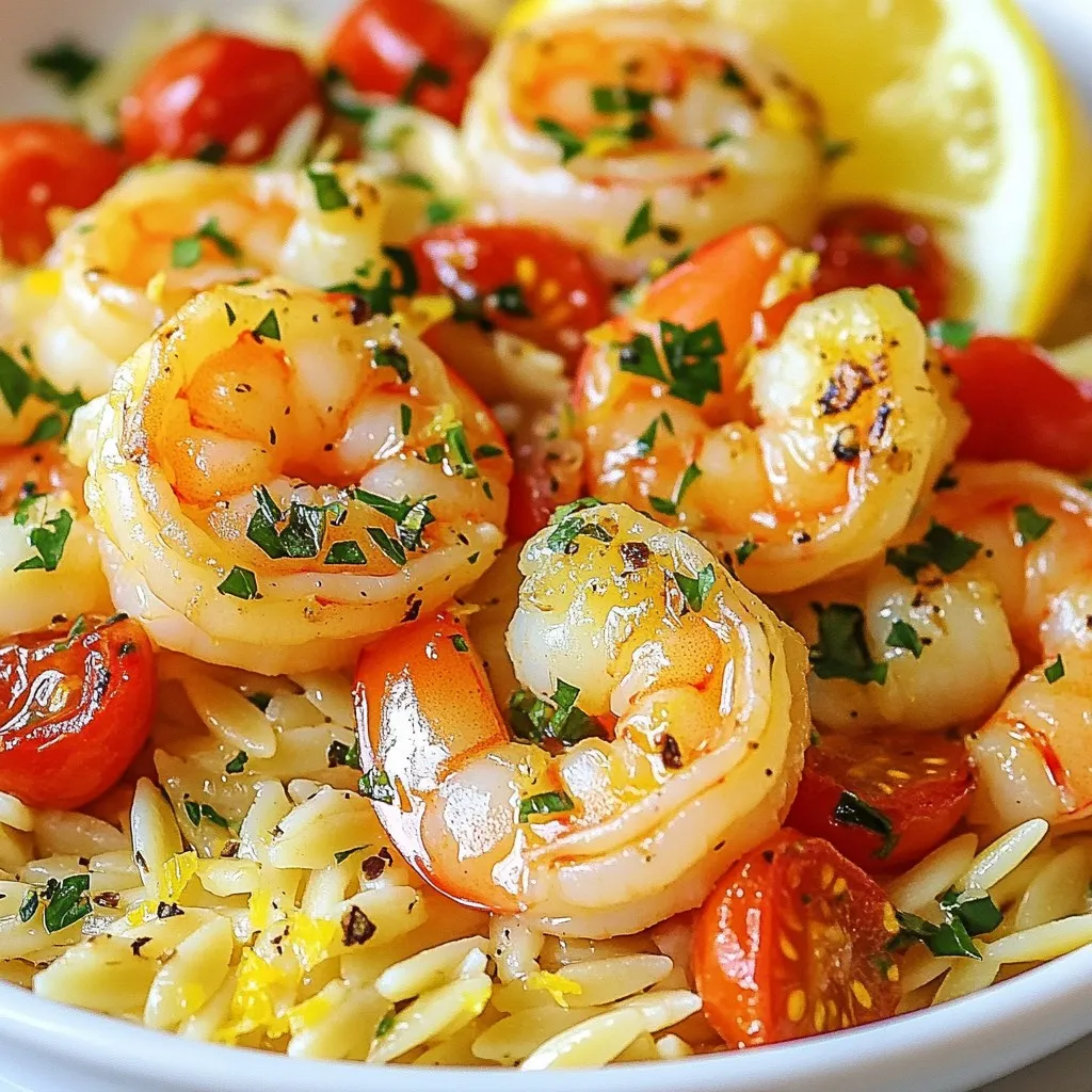 One-Pan Lemon Garlic Shrimp Orzo Schnelle köstliche Mahlzeit