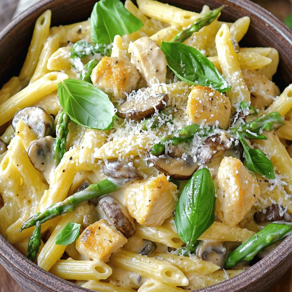 Creamy Mushroom and Asparagus Chicken Penne Genuss