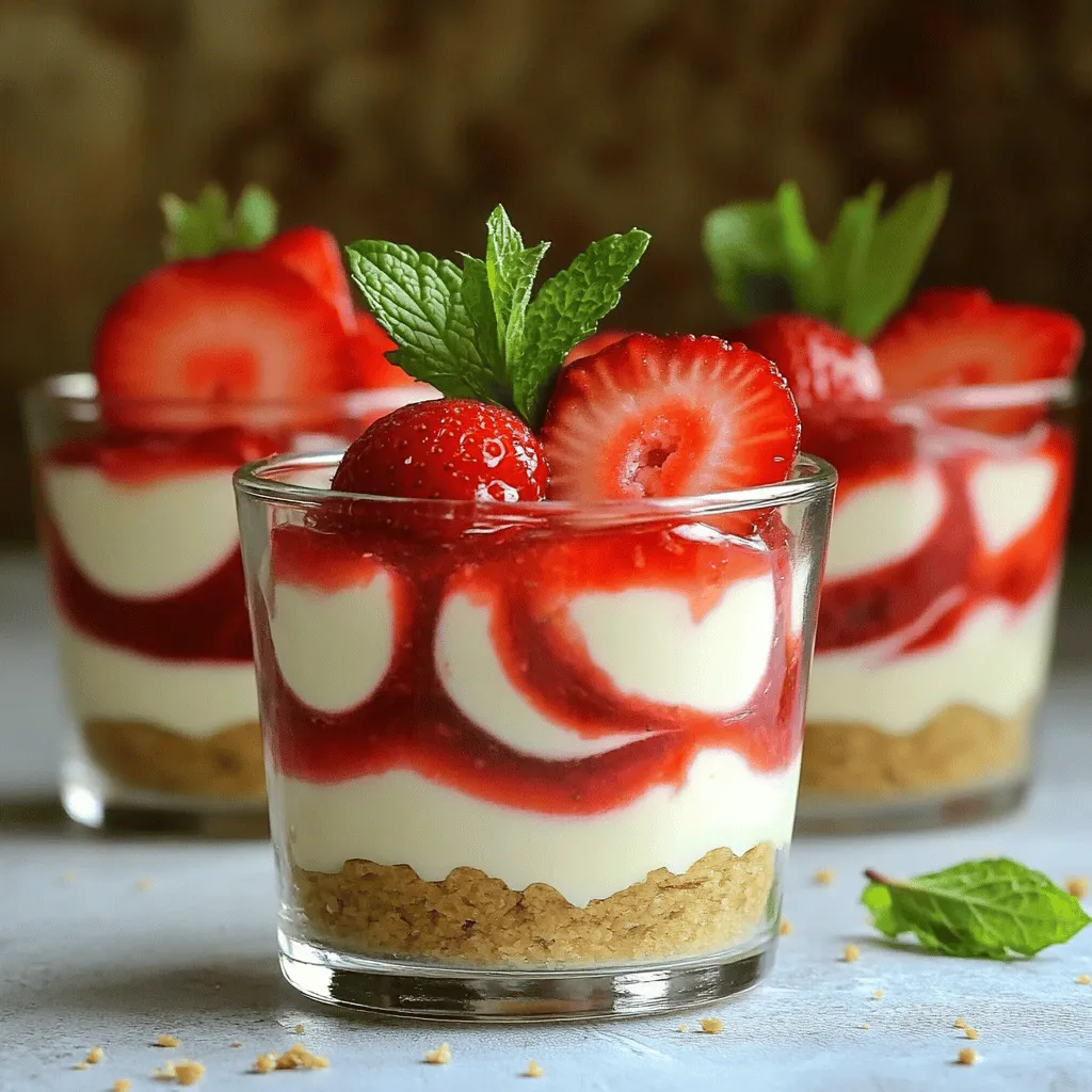 No-Bake Strawberry Cheesecakes Frisch und Einfach