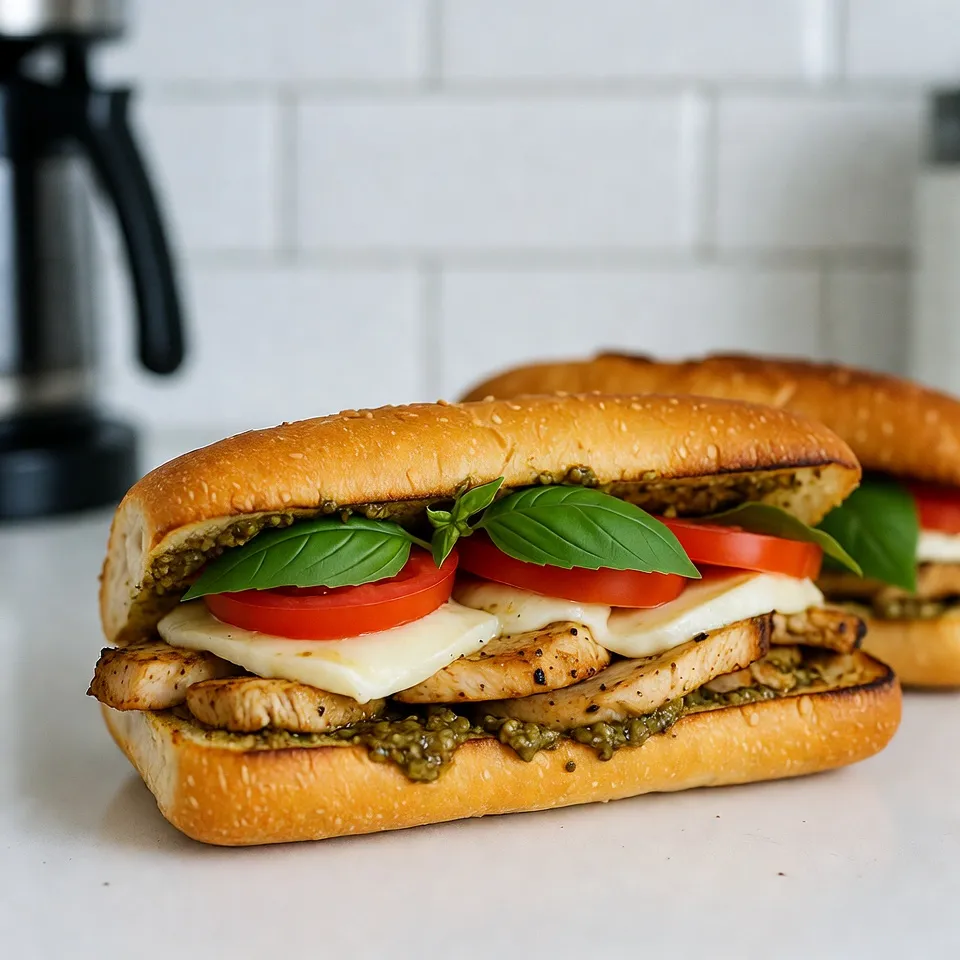 Pesto Chicken Caprese Sandwiches Einfache Genussreise