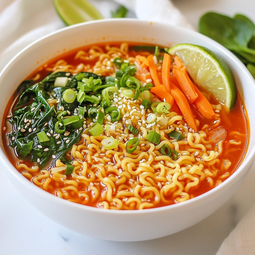 Würzige Sriracha Ramen-Nudeln Schnelle und einfache Mahlzeit