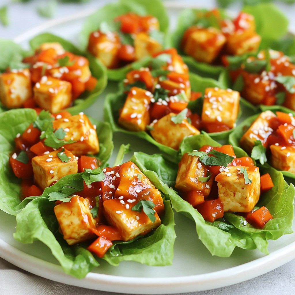 Sweet Chili Tofu Lettuce Cups Einfache und Leckereien