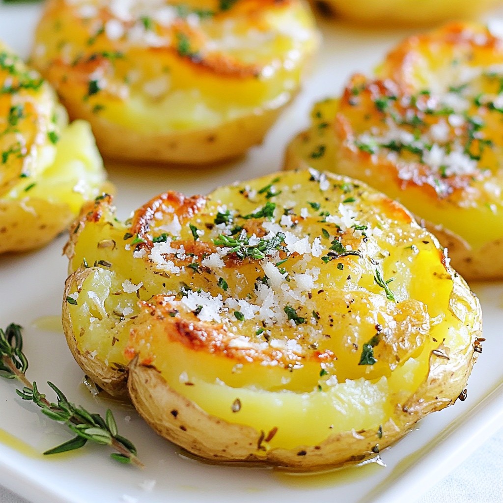 Knoblauch-Kräuterbutter zerstampfte Kartoffeln lecker genießen