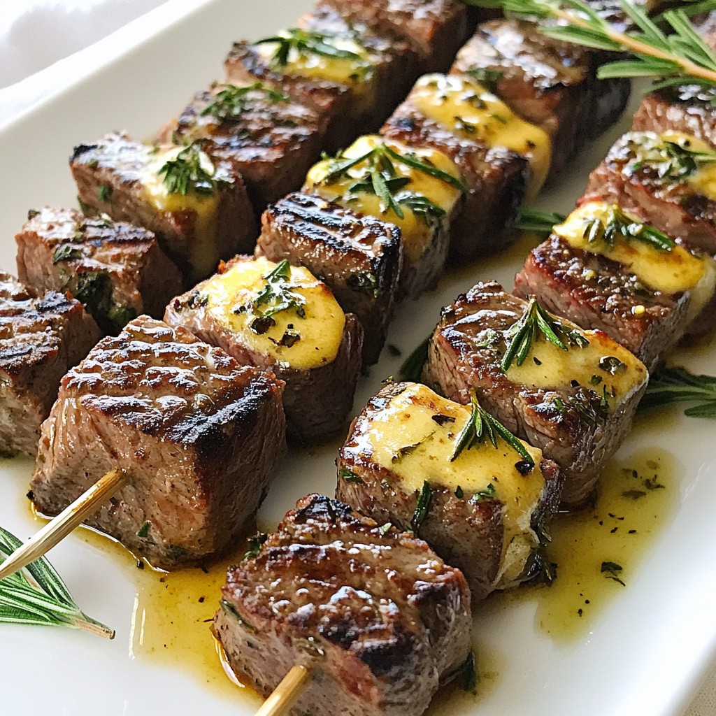 Knoblauchbutter Kräuter Steak Spieße Einfache Anleitung