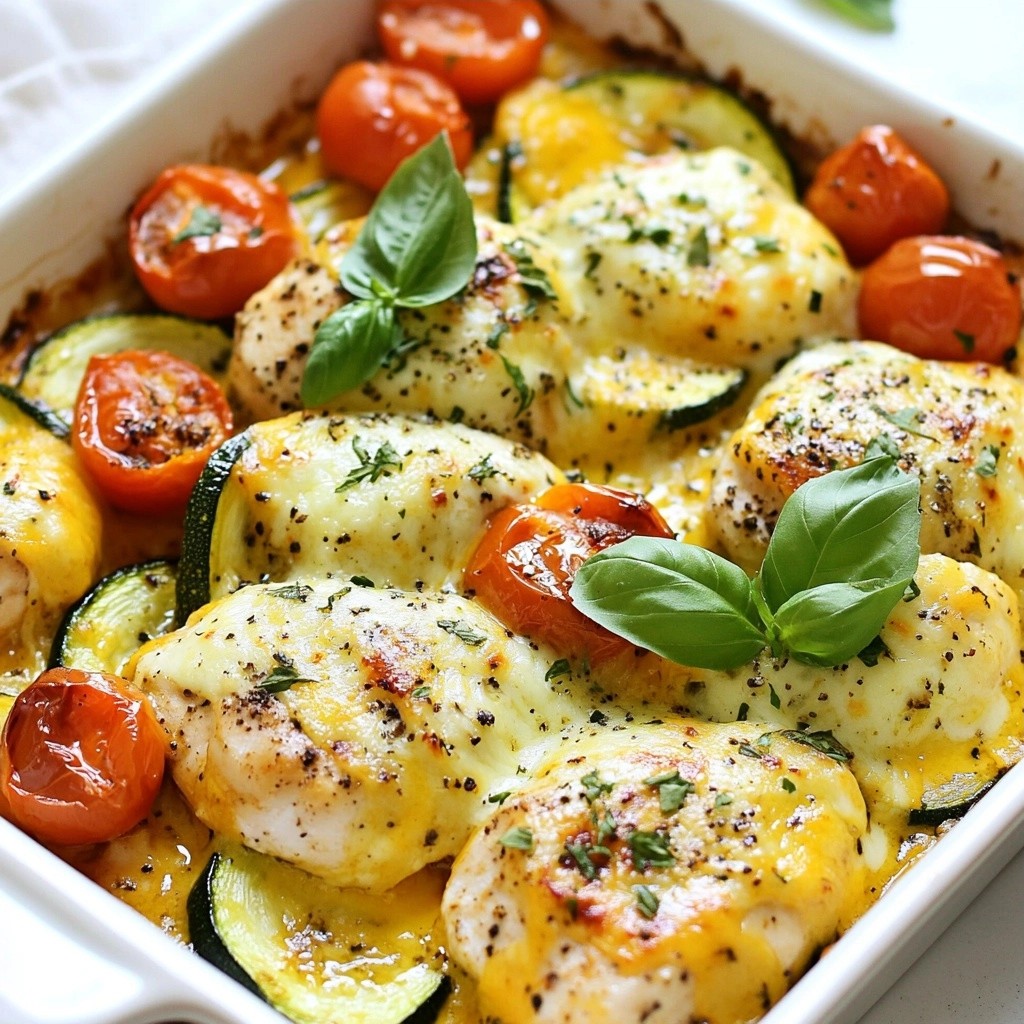 Einfaches Keto Hähnchen und Zucchini Auflauf Rezept