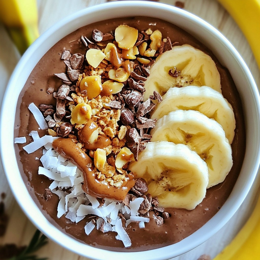 Schokoladen-Erdnussbutter Smoothie Bowl Reichhaltiger Genuss