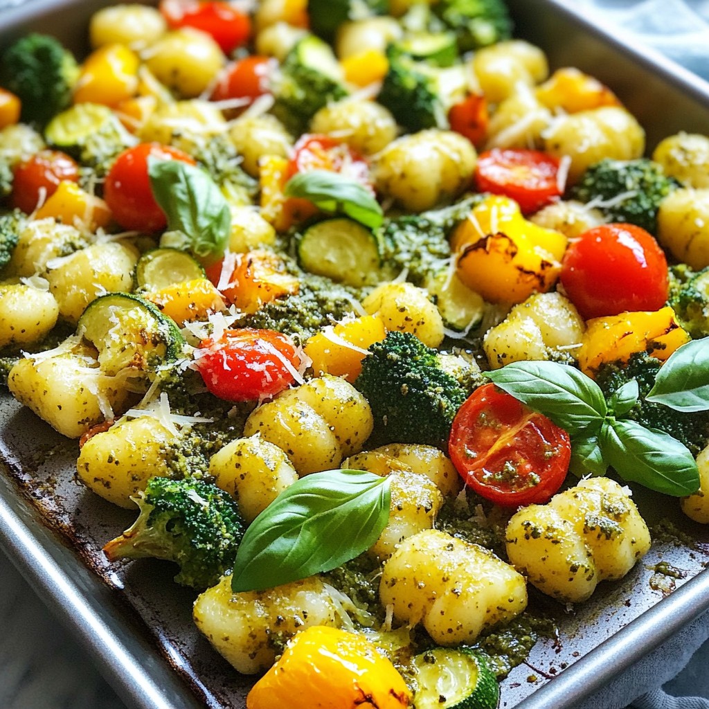 Sheet Pan Pesto Gnocchi and Veggies Schnelles Rezept