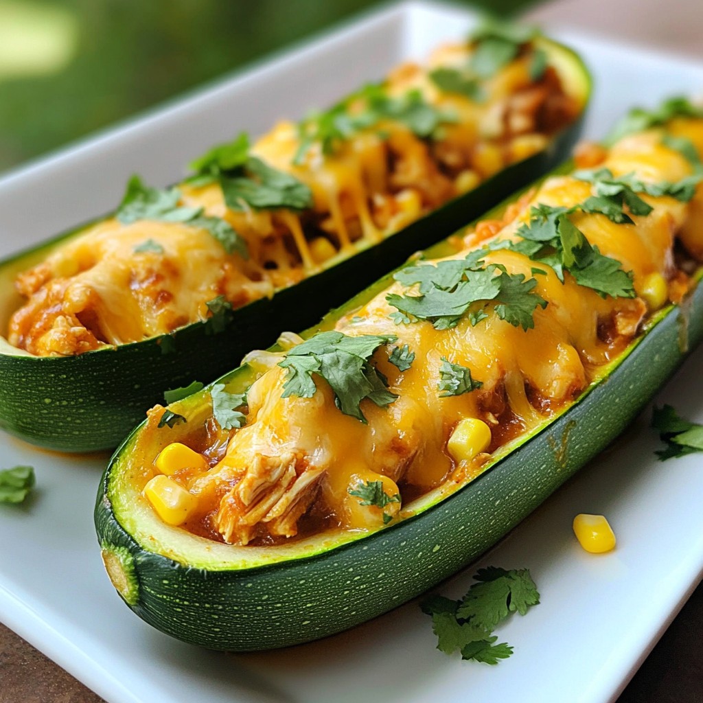 BBQ Chicken Stuffed Zucchini Boats Leckeres Rezept