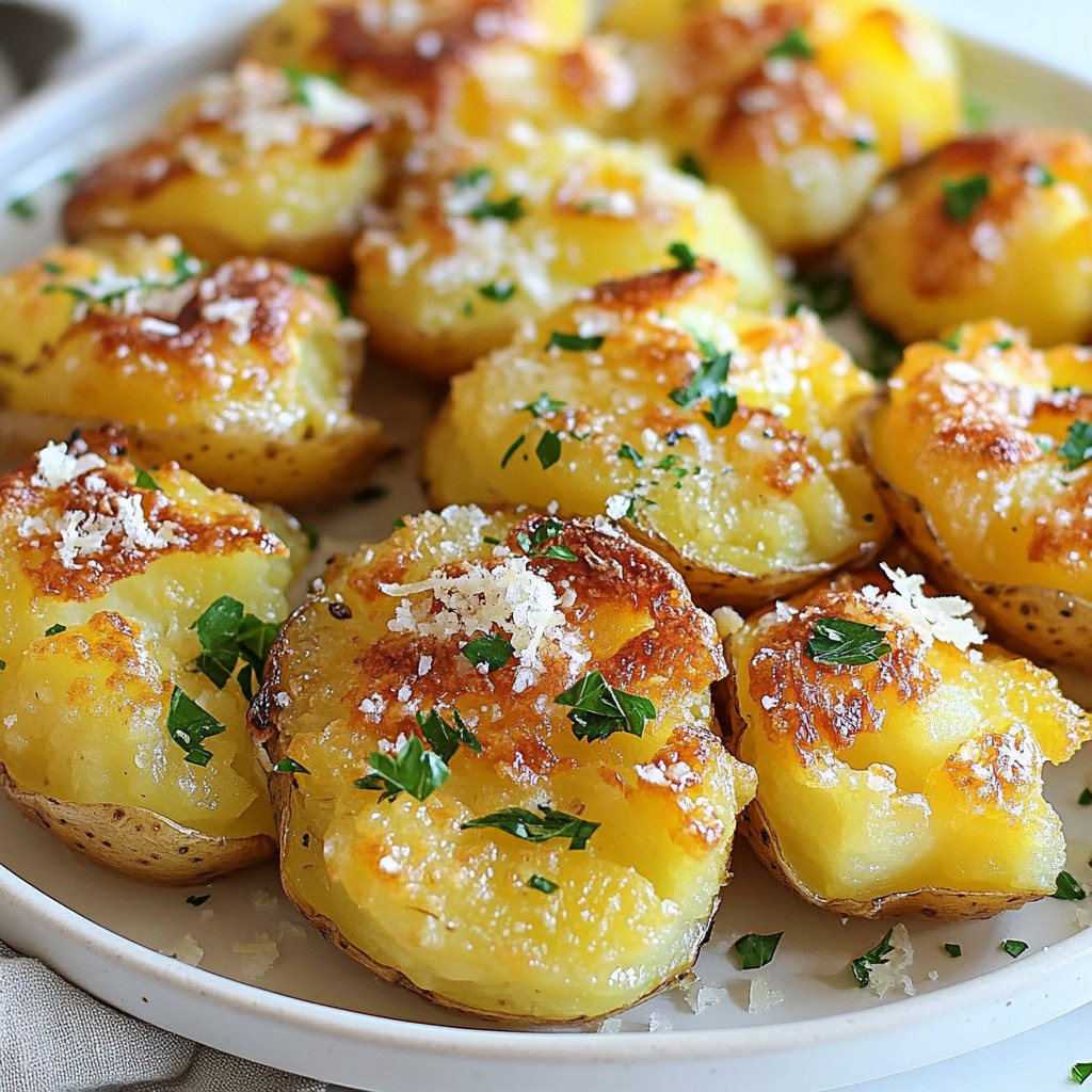 Knusprige Knoblauchbutter zerdrückte Kartoffeln Rezept