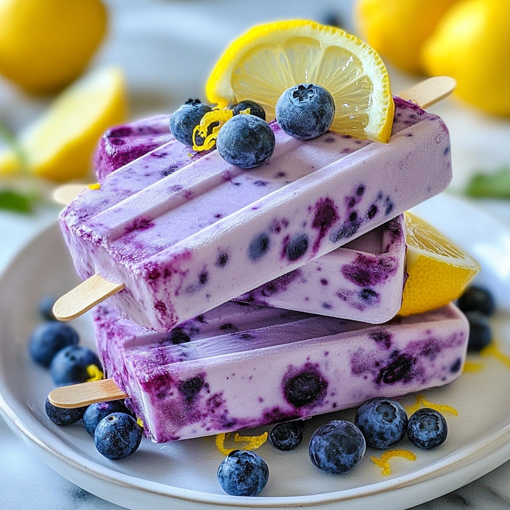 Blaubeer Zitronen Joghurt Popsicles Frisch Und Lecker