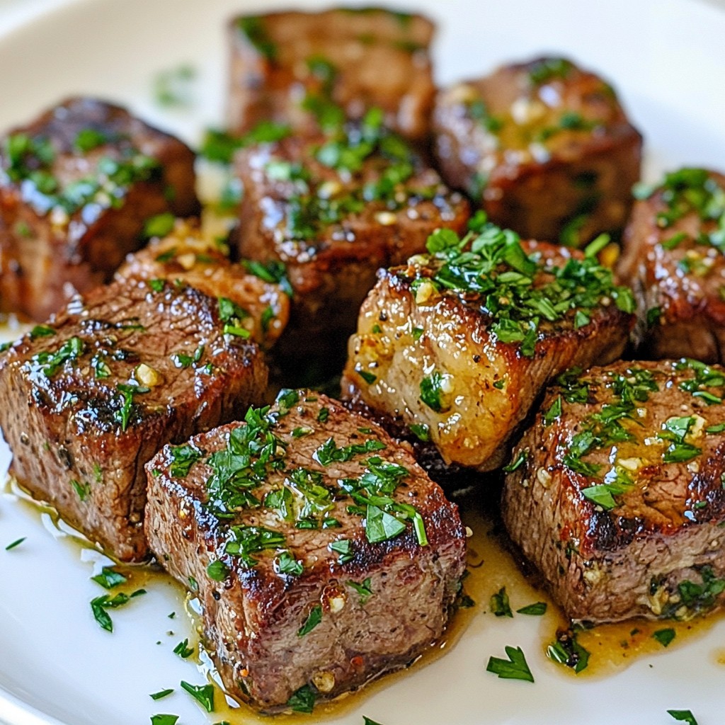 Knoblauch-Kräuterbutter Steak-Bällchen Schnelle Variante
