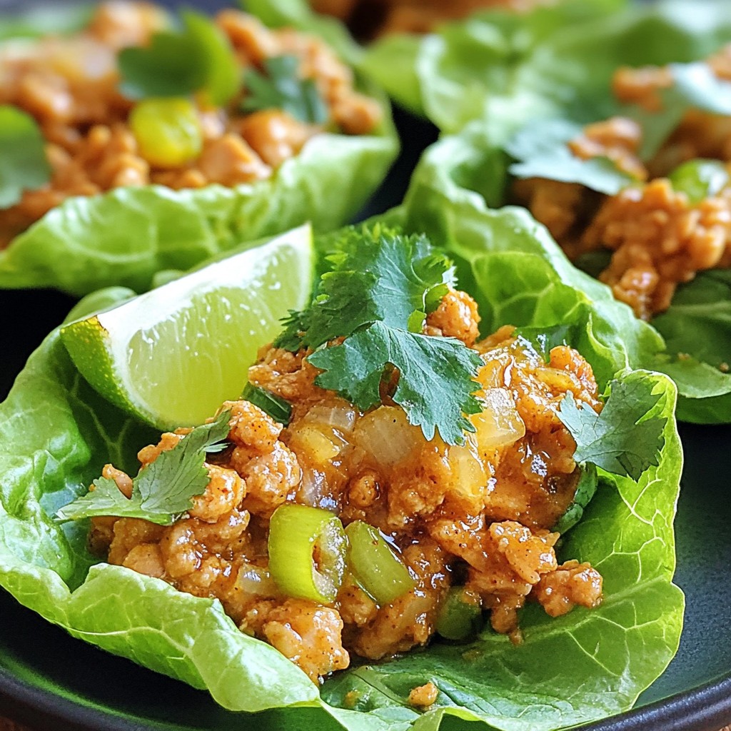 Würzige Erdnuss-Hühnchen-Lettuce Cups Einfaches Rezept
