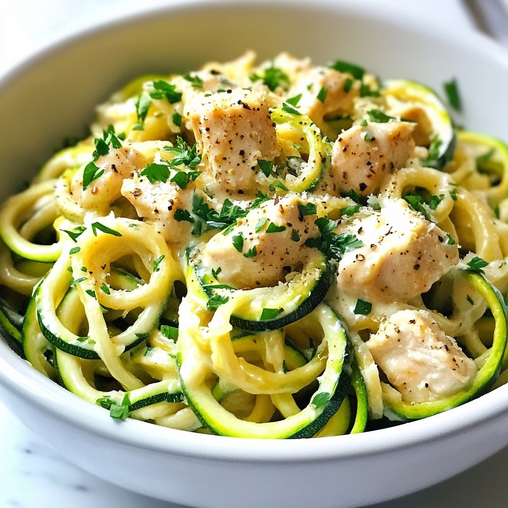 Einfache Keto Chicken Alfredo Zoodles Rezept Genuss