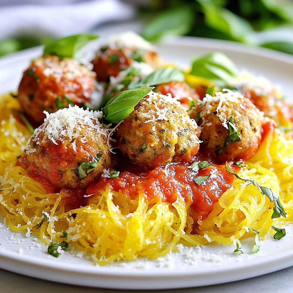 Einfache Keto Spaghetti Squash und Truthahn Fleischbällchen
