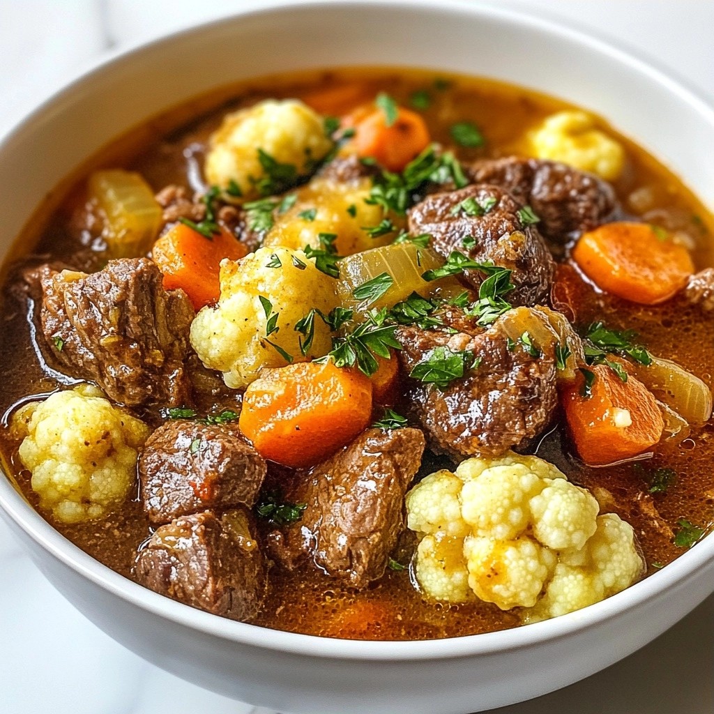 Herzhaftes Keto Knoblauchbutter Rindfleisch Eintopf