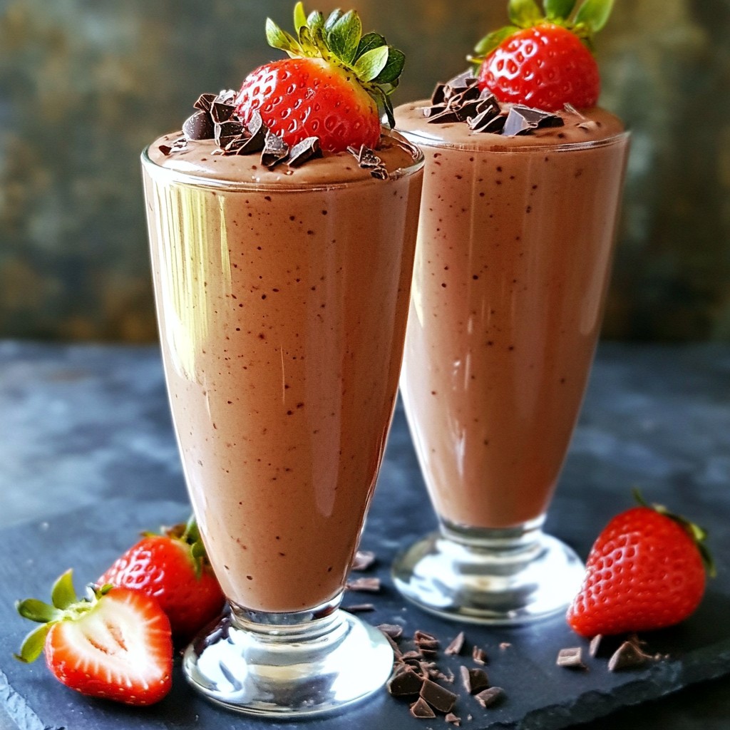 Schokoladen-getauchter Erdbeer-Smoothie Köstlicher Genuss