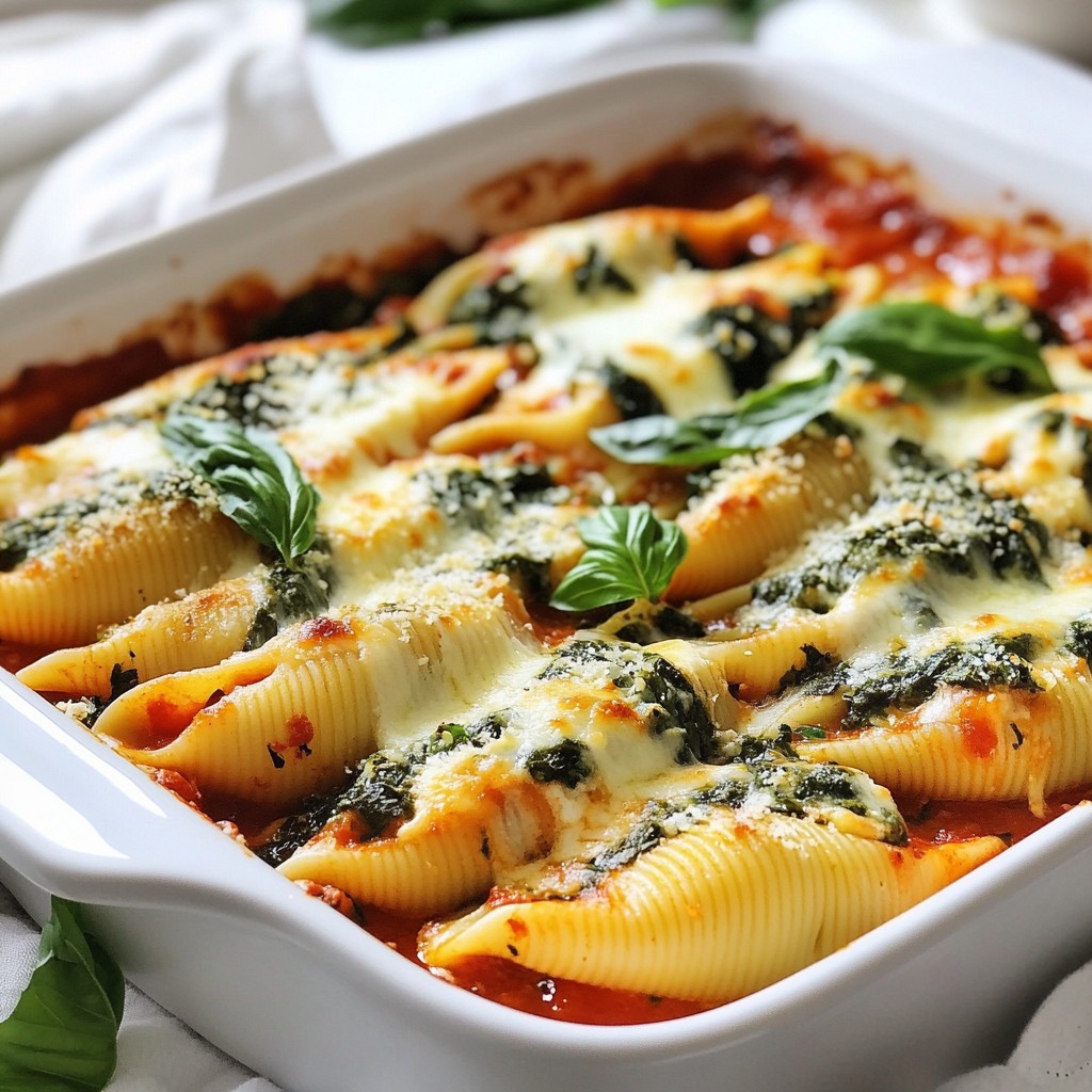 Spinat Ricotta Stuffed Shells Einfache köstliche Mahlzeit