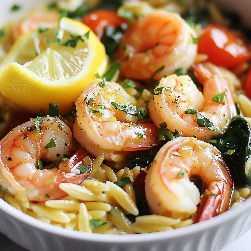 One-Pot Lemon Orzo Shrimp Schnelles und Einfaches Gericht