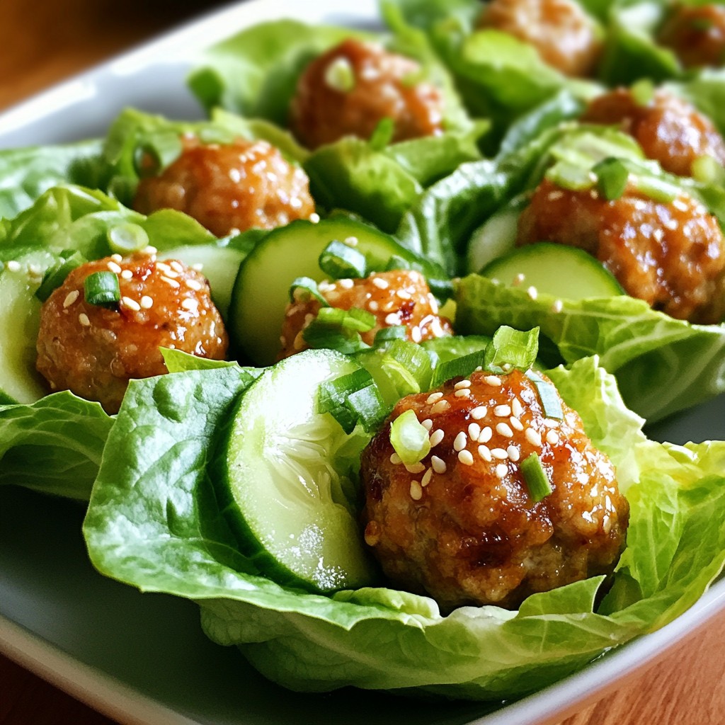 Teriyaki Meatball Lettuce Boats Gesunde und Frische Snack