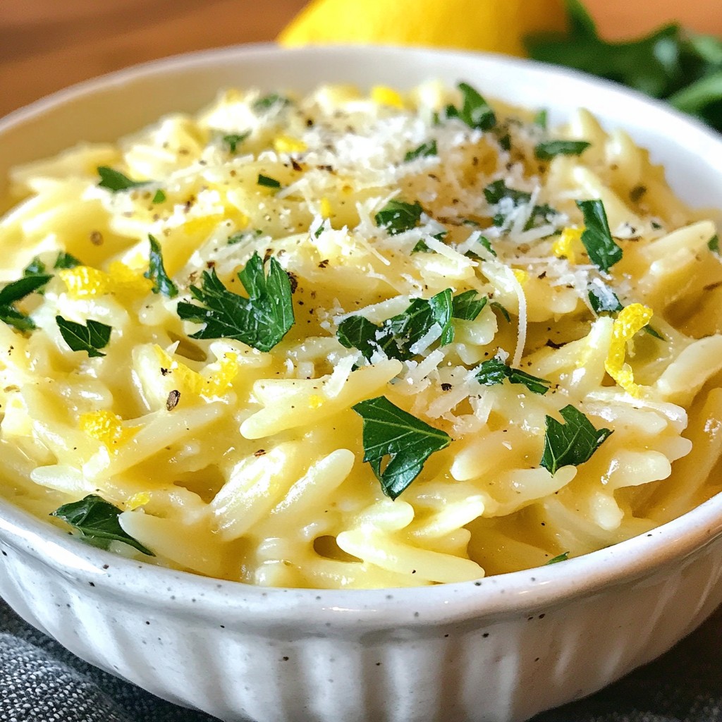 Creamy Lemon Parmesan Orzo Einfaches und Schnelles Rezept