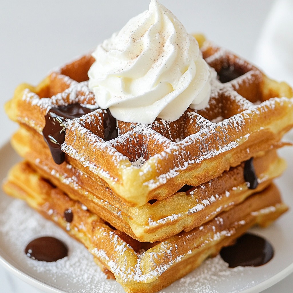 Churro Waffles with Chocolate Sauce Einfaches Rezept