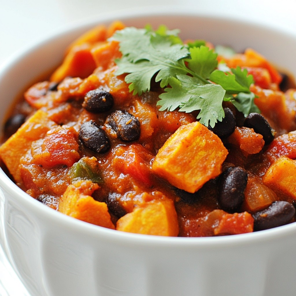 Vegan Sweet Potato Black Bean Chili Herzhaft und Nahrhaft