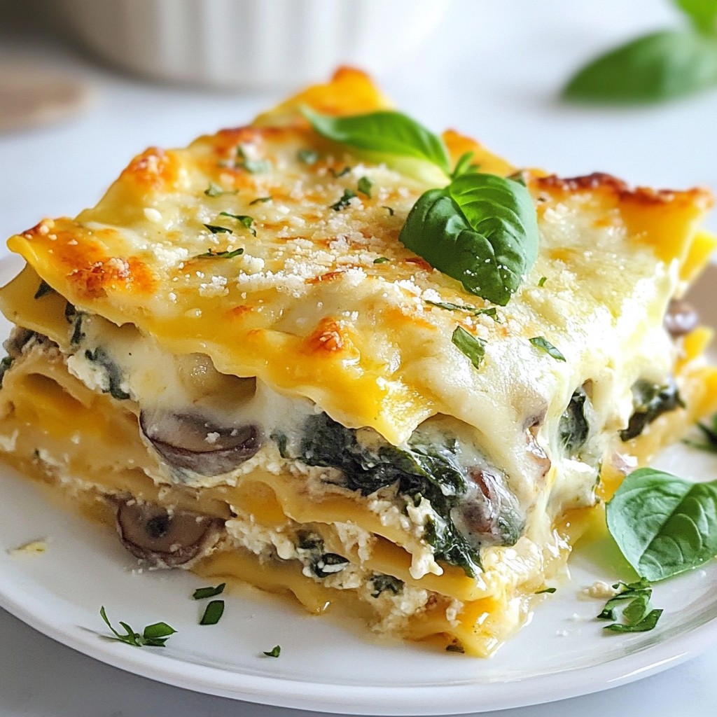 Cremige Spinats-Pilz-Lasagne Einfaches Rezept genießen