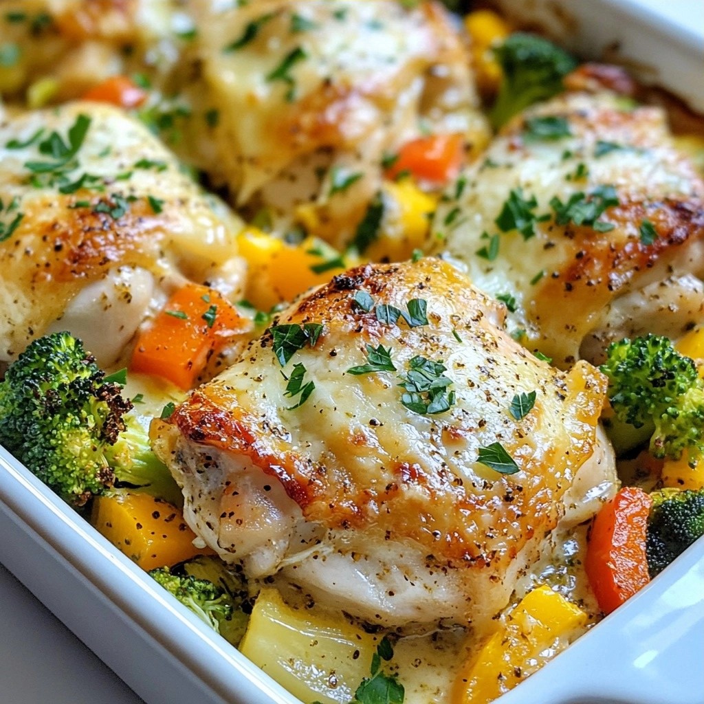 Einfacher Keto Hähnchen und Gemüse Auflauf