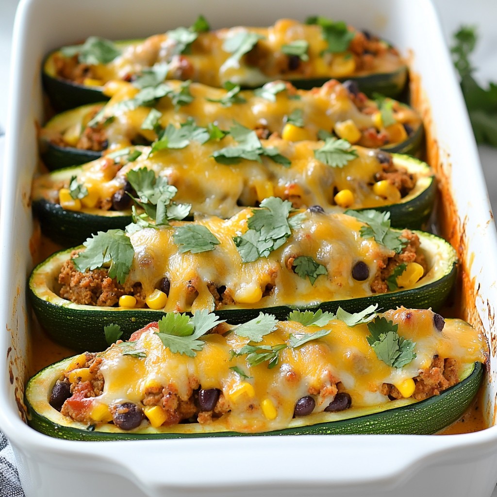 Taco gefüllte Zucchini-Boote köstlich und einfach