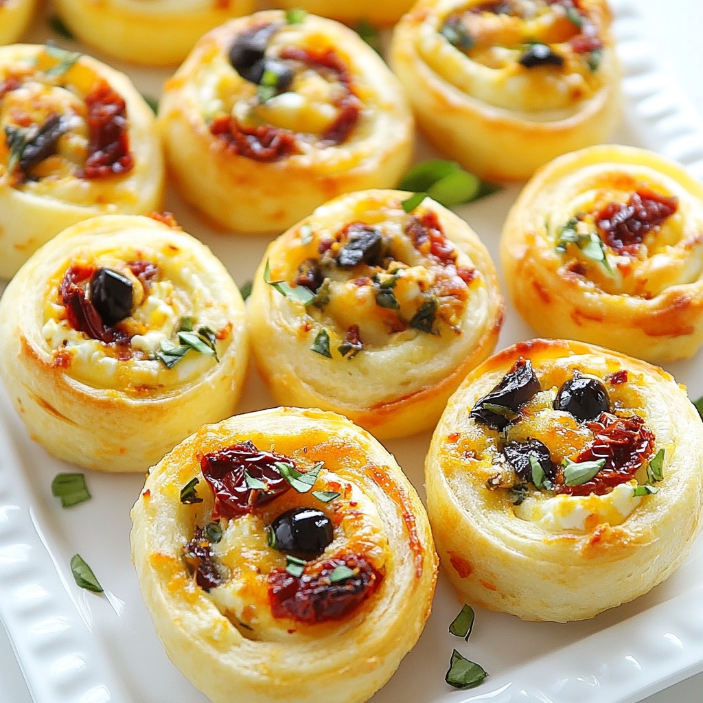 Sonnengetrocknete Tomaten-Feta-Pinwheels einfach genießen