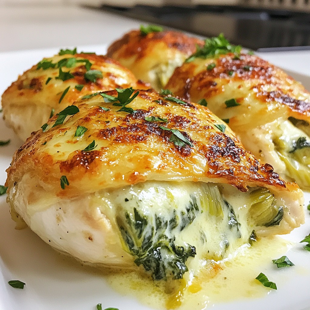 Spinach Artichoke Stuffed Chicken als köstliches Gericht